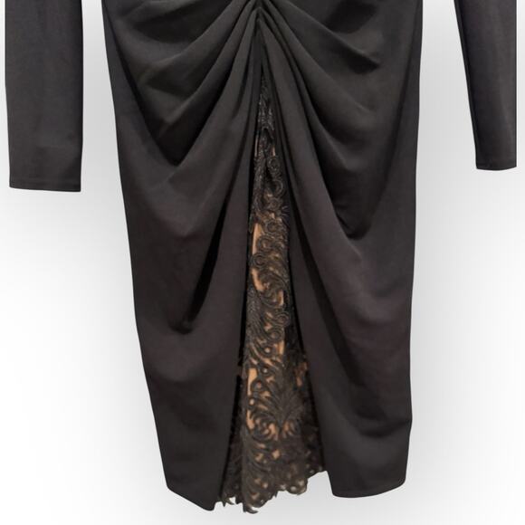 Tadashi Shoji Peekaboo Lace Panel Long Sleeve Cocktail Dress Size XS - Picture 8 of 12